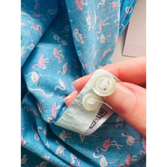 NWT Bonobos Blue with Tiny Pink & White Flamingos Button Shirt XL - Picture 14 of 16